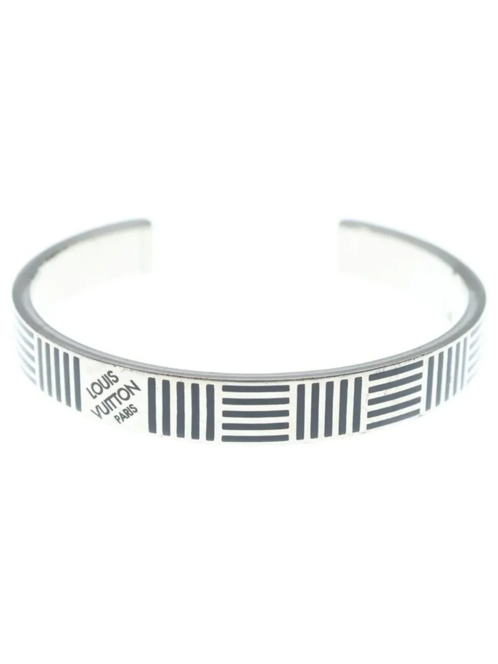 Louis Vuitton Damier Color Bracelet Silver Black Metal